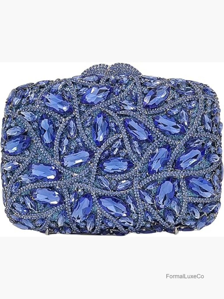 Sparkling Crystal Clutch Box Handbag With Chain Evening Purse
